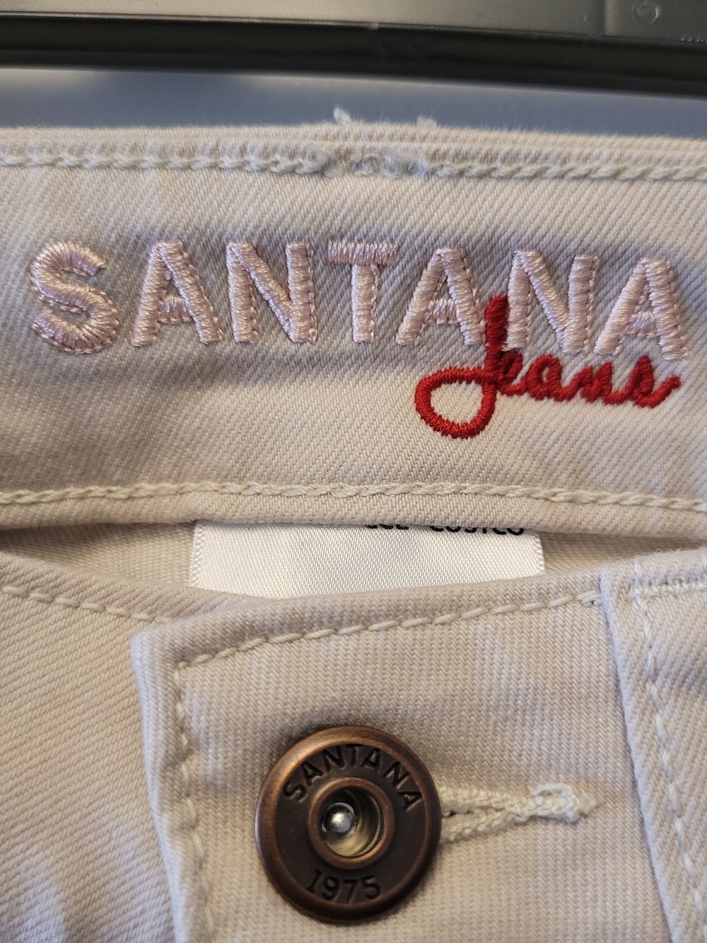 NWT Santana Jeans Size 6 Ivory Tan Tummy Control Mid Rise Straight Leg - Picture 8 of 8